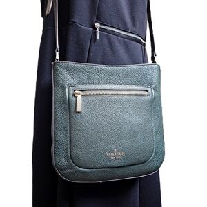 Kate Spade New York Leila Leather Top Zip Crossbody Deep Evergreen Purse Handbag